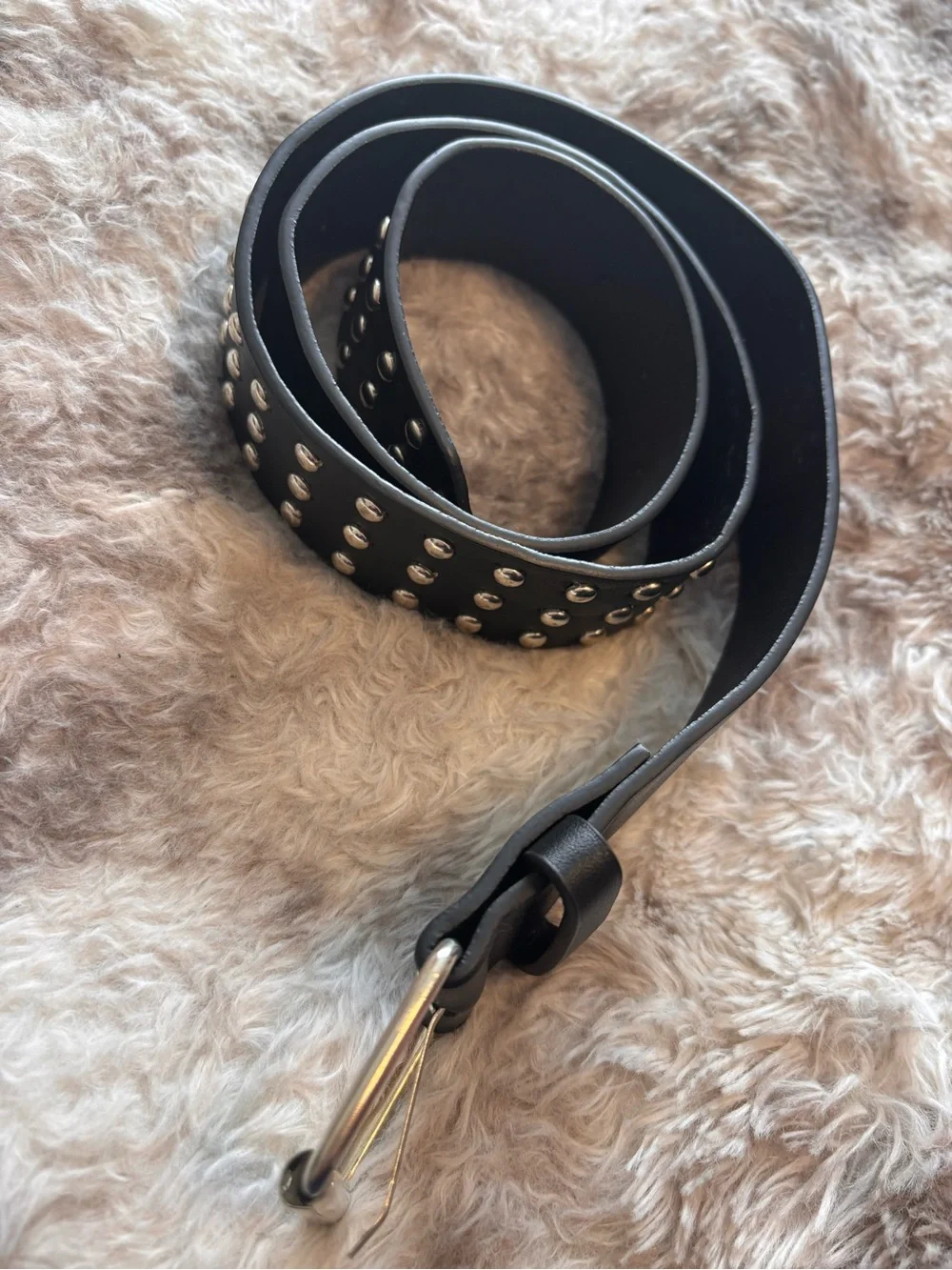 Black Studded faux Leather Belt - Women's Accessory